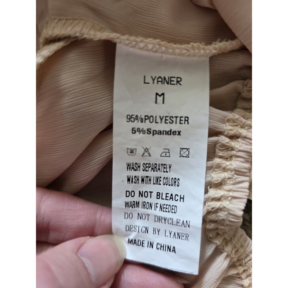 Lyaner Women's Tan Crop Top Blouse, Long Sleeve, Off-Shoulder, Size M - Picture 3 of 3